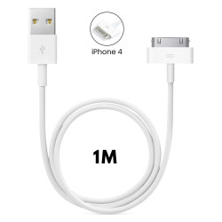 Cable USB pour iPhone 4 / 4S 1m 2A - Blanc