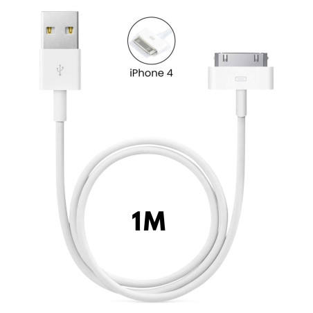 Cable USB pour iPhone 4 / 4S 1m 2A - Blanc