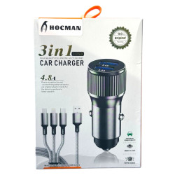 Chargeur Voiture 3en1 2x USB 4.8A 2