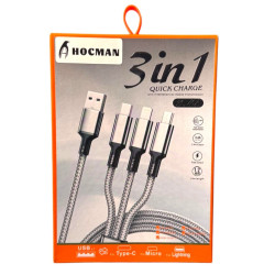 Câble Multi USB, 3 en 1 Câble Universel 1.2M 2