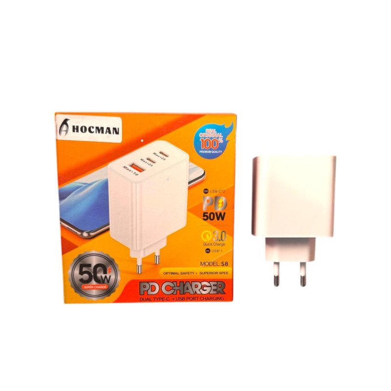 Chargeur USB, Dual USB-C  50 W Chargeur USB, Dual USB-C  50 W