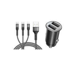 Chargeur Voiture 3en1 2x USB 4.8A