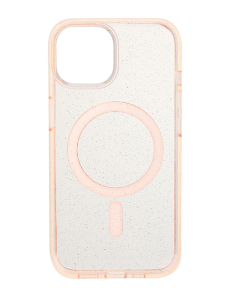 Coque Magsafe paillettes rose Flo Apple iphone 14 plus