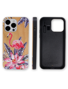 Coque en bois flamant rose Apple iphone 12/12 pro