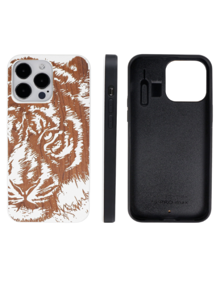 Coque en bois tigre Apple iphone 15 pro max