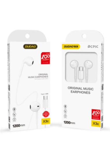 Écouteurs filaires USB-C blancs 1,2 m Écouteurs filaires USB-C blancs 1,2 m