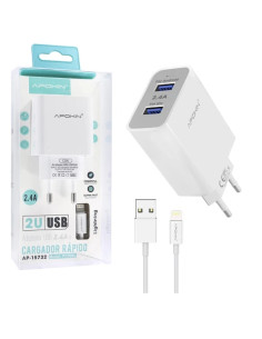 Chargeur réseau double entrée USB-A 2.4A Cable Lightning 2