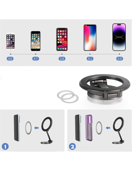 Support Magnétique Pliable - Rotation 1080°