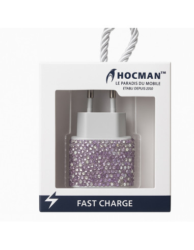 Chargeur Secteur Rapide avec Strass Violet - HOCMAN™ Chargeur Secteur Rapide avec Strass Violet - HOCMAN™